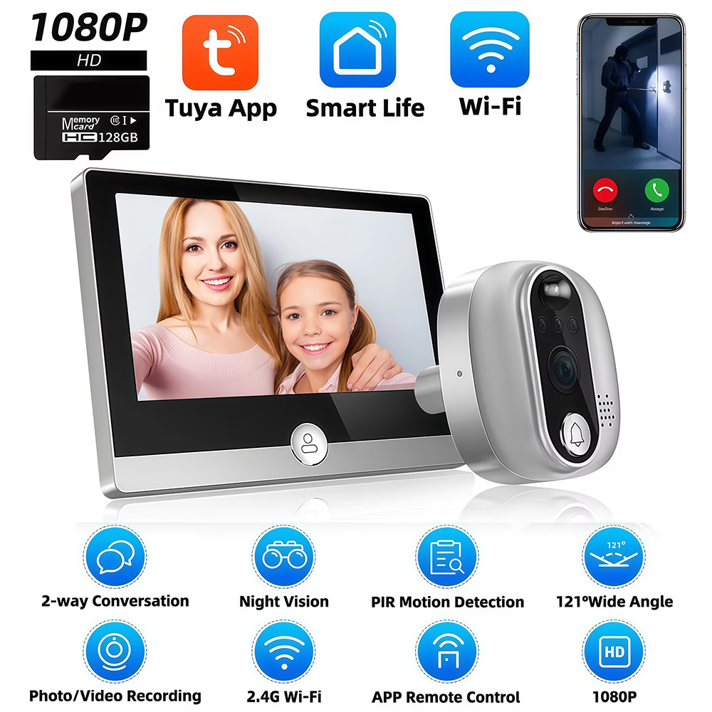 Smart Home Video Doorbell - Tuya 1080P WiFi Deurbel Camera Google