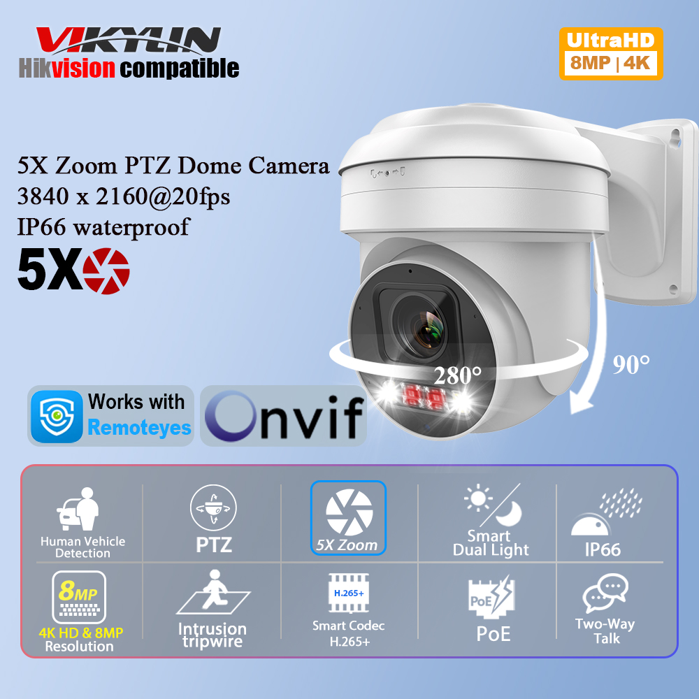 Homesmart Online - Vikylin 8MP IP-beveiligingscamera PTZ 5X optische