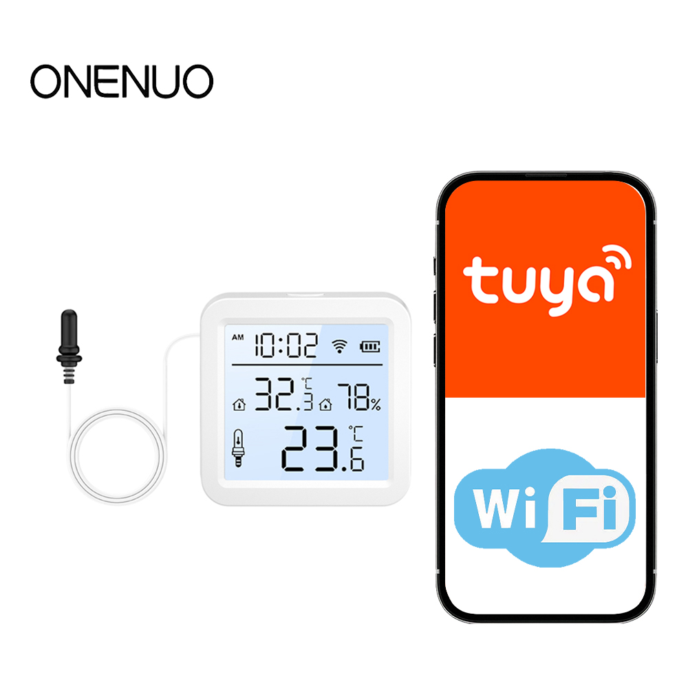 Smart Home Tuya - WiFi-vochtigheidstemperatuursensor met externe sonde Binnen/buiten Tuya